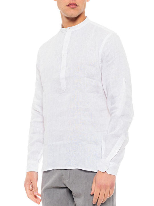 Smart & Co Men's Shirt Long Sleeve Linen White