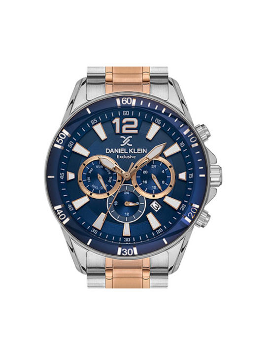 Daniel Klein Uhr Chronograph Batterie mit Rose Gold Metallarmband