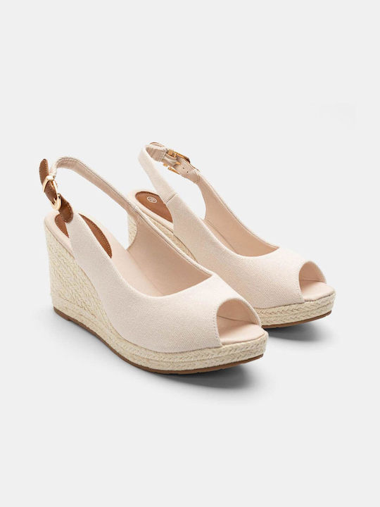 Soft Space Platforme dama în stil espadrile Bej