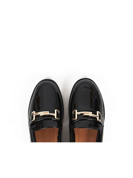 Patent Leather Women's Moccasins in Black Color