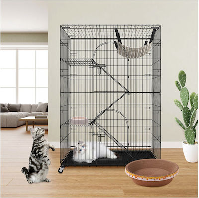 Metal Rolling Cage - 4-Level Cat House 900 X 600 X 1330 Mm Vevor Mbstschs451inr1d7v0