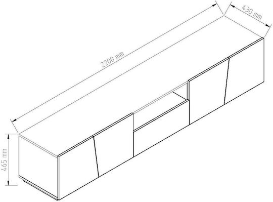 Έπιπλο TV Επιδαπέδιο Λευκό Gloss 220x43x46εκ.