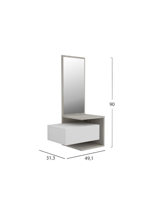 Meara Mobilier de hol cu oglindă Alb 49.1x31.3x90buc