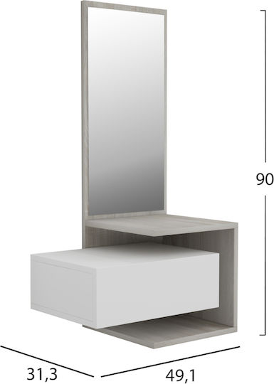 Meara Eingangsmöbel mit Spiegel White 49.1x31.3x90cm