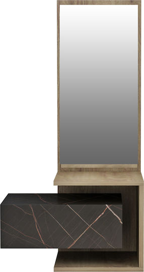 Meara Mobilier de Intrare cu Oglindă Melamine Black Marble 49.1x31.3x90cm