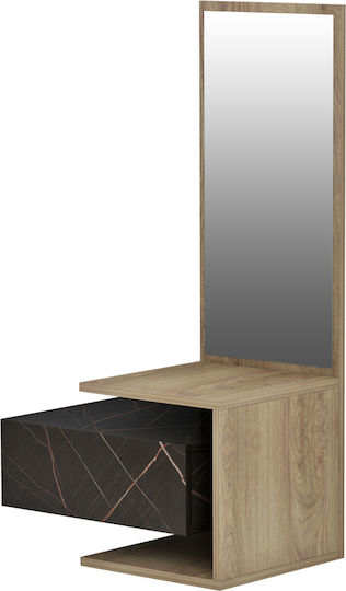 Meara Mobilier de Intrare cu Oglindă Melamine Black Marble 49.1x31.3x90cm