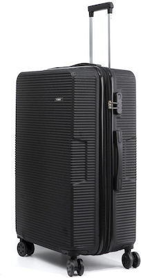RCM Large Travel Suitcase Hard Black with 4 Wheels