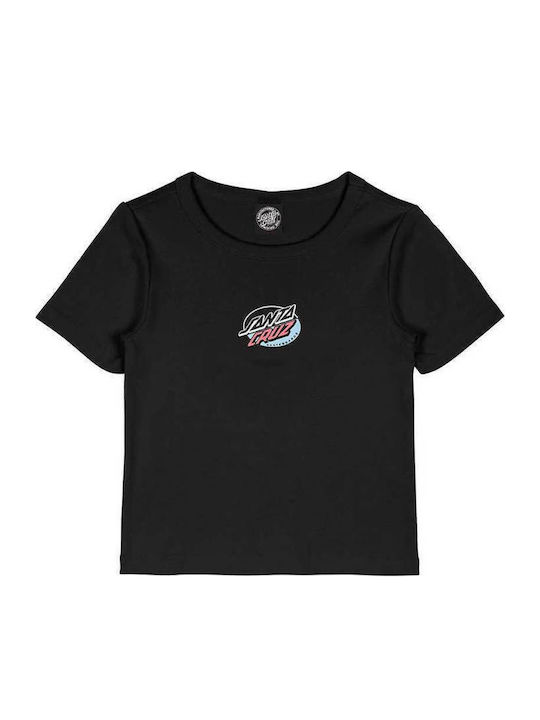 Women's Athletic Crop T-shirt Polka Dot Black