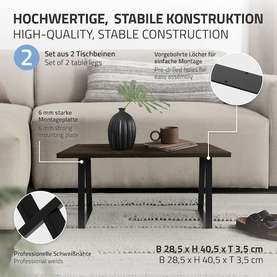 ML-Design ML-Design Metal Furniture Leg Suitable for Table / Coffee Table 28.5x40.5cm Black