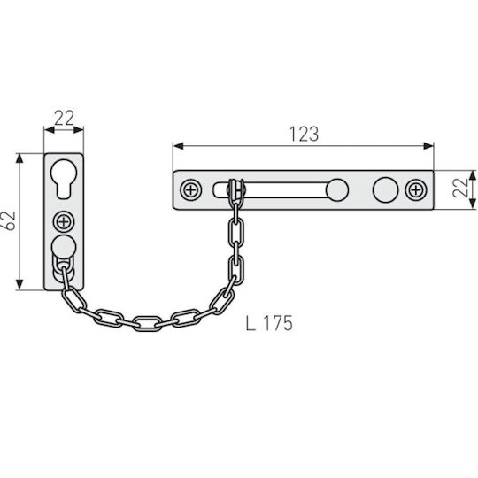 Abus Door Handle with Chain Silver / Silver