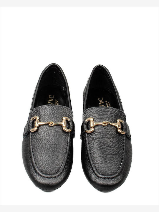 Leather Women's Moccasins in Black Color