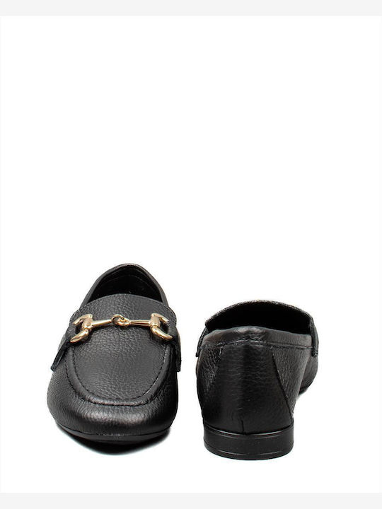 Leather Women's Moccasins in Black Color