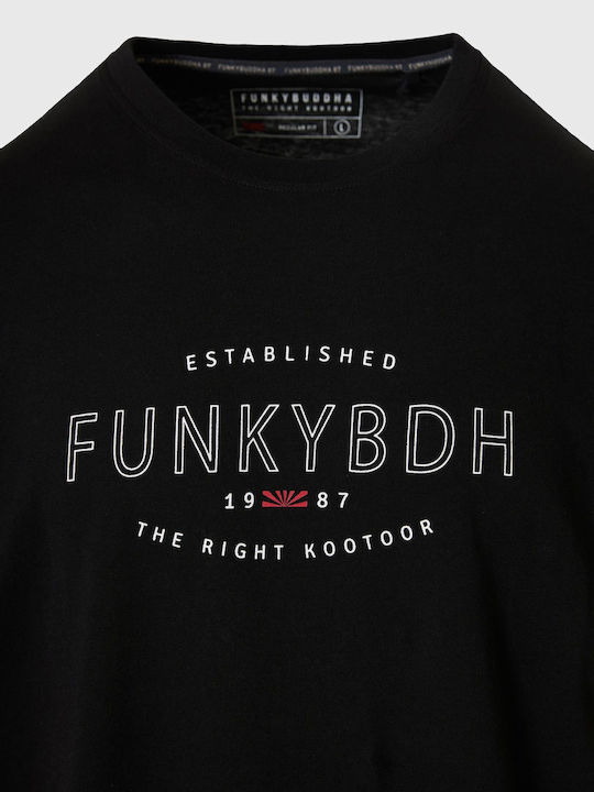 Funky Buddha Herren T-Shirt Kurzarm Schwarz