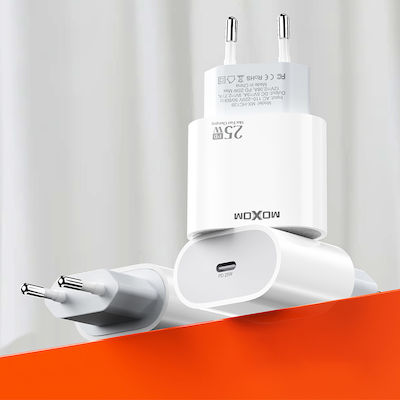 Moxom Charger with USB-C Port and Cable USB-C - Lightning 25W Whites (MX-HC139)