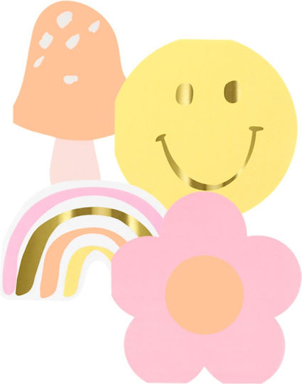 Satz von 16 Party-Servietten Happy Face Icons gestanzt - Meri Meri