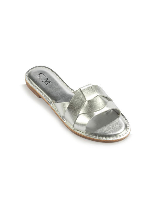 Fshoes Damen Flache Sandalen in Silber Farbe