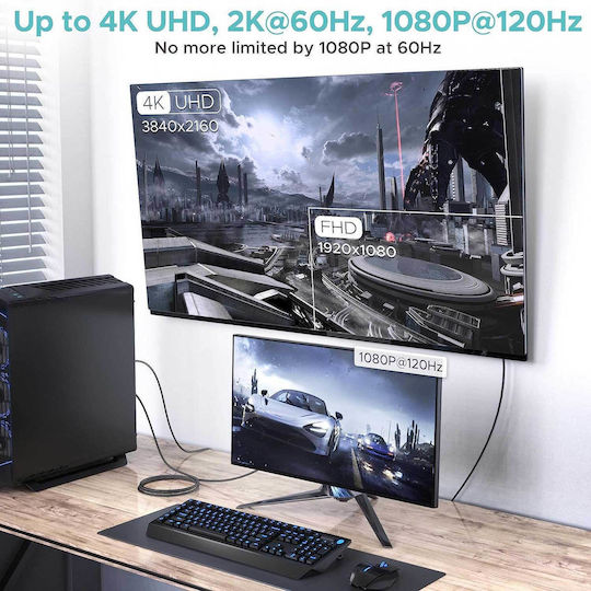 Cable DisplayPort male - HDMI male 1.8m Ασημί (1000-44000099)