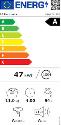 LG Πλυντήριο Ρούχων 11kg με Ατμό 1400 Στροφών F4WR711S2W