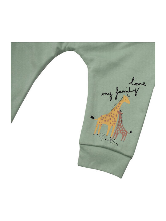 Miniworld Set Body pentru Bebeluși Mânecă lungă cu Pantaloni Verde 4buc