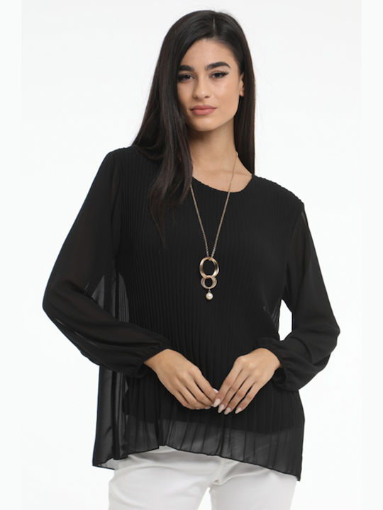 Sapidis Long Sleeve Women's Summer Blouse Black