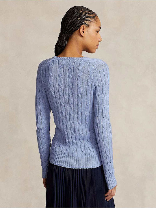 Ralph Lauren Damen Langarm Pullover Baumwolle mit V-Ausschnitt Blau