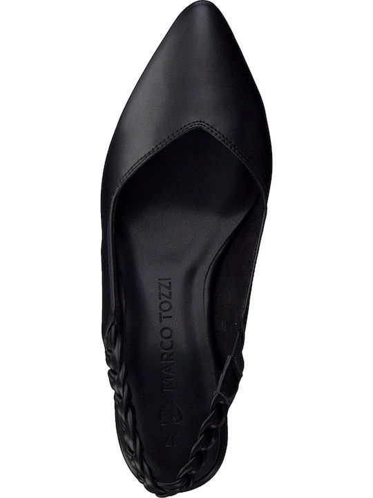Synthetic Leather Black Heels with Strap