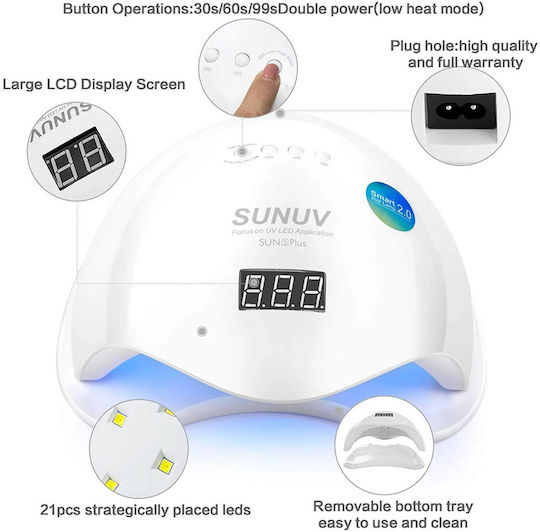 SUN ONE UV Sun 5 Plus Nail Polish Curing Lamp UV / LED 48W White
