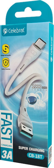 Celebrat USB 2.0 Kabel USB Typ-C männlich - USB-A 15W Weiß 1m CB-18T-WH