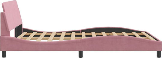 Pat Semi-dublu din Lemn Masiv Rose cu Lamele pentru Saltea 120x200cm