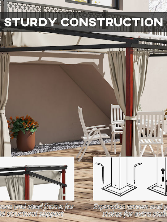 Outsunny Terrace Sideway Tent Beige 3.4x3cm