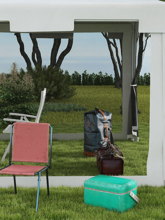 Outsunny Gazebo Garten Weiß 4x3m