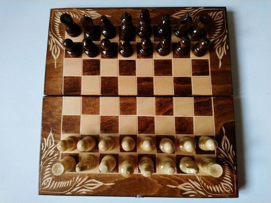 Magic Puzzle Box Χειροποίητο Σκάκι από Ξύλο με Πούλια 25x25cm