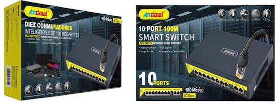 Andowl Q-jh07 PoE Network Switch 10 Ports 100m 100Mbps - 10 Port Smart Switch PoE Network Cable Powered