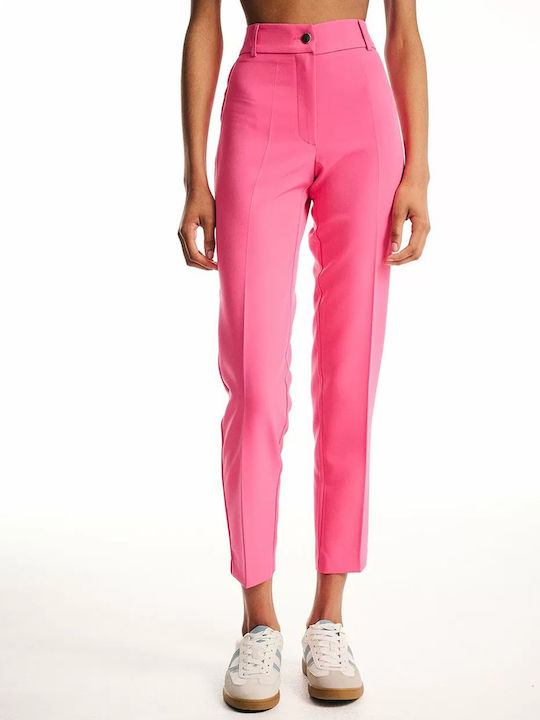 Forel Women's Fabric Trousers in Slim Fit Pink