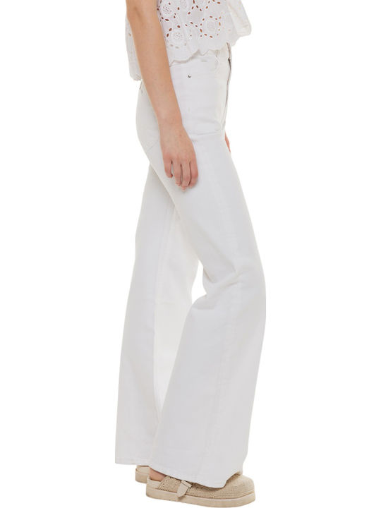 Women's Jean Trousers Flared in Slim Fit White