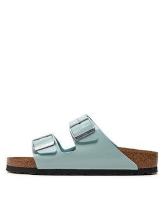 Birkenstock Arizona Damen Flache Sandalen Patent Surf Green