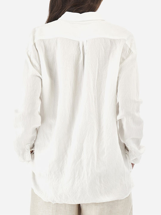 Women's Linen Long Sleeve Shirt White