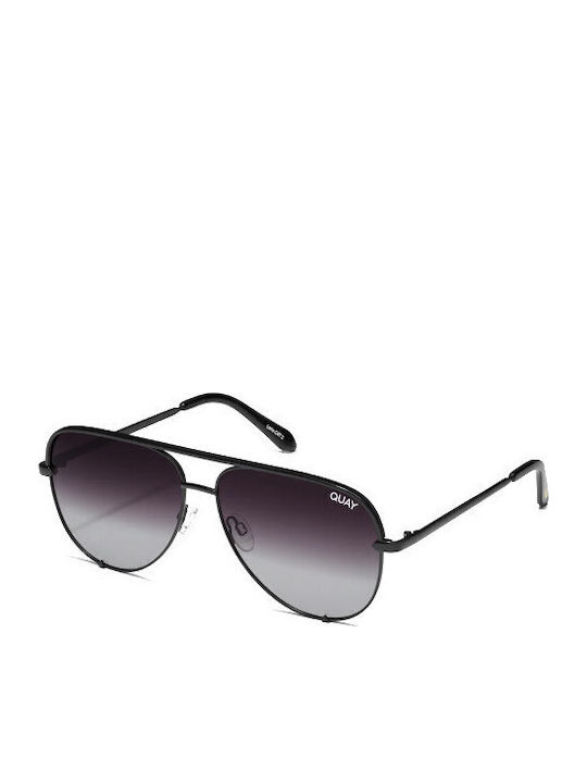 Quay Australia Herren Sonnenbrille mit Schwarz Metall Gestell und Gray Verlaufsfarbe Polarisiert Linse HIGHKEY-BLK/FADEPOL
