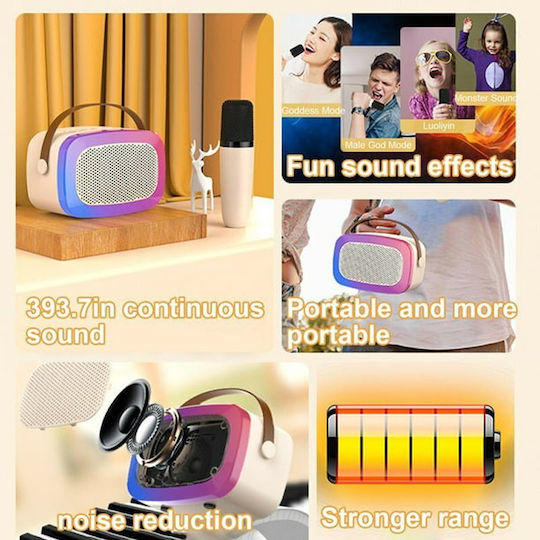 Karaoke Speaker with Wireless Microphone and Lighting Effects V66 98051-10 Beige
