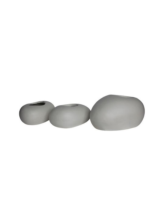 Flower Pot-rock Set 3 Τεμαχίων, Cement Απόχρωση White 40x30x19/50x32x19/56x43x29 Cm [-άσπρο-] [-artificial Cement (recyclable)-] Ε6320,s1