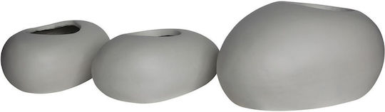 Flower Pot-rock Set 3 Τεμαχίων, Cement Απόχρωση White 40x30x19/50x32x19/56x43x29 Cm [-άσπρο-] [-artificial Cement (recyclable)-] Ε6320,s1