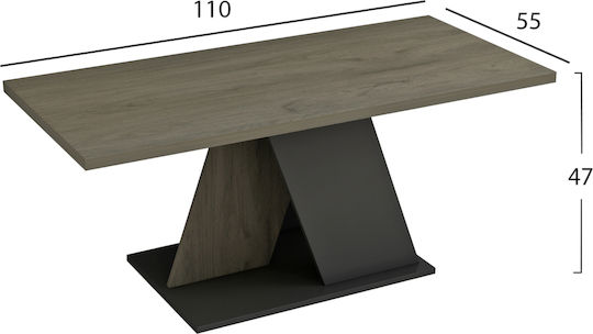Rectangular Central Coffee Table Dile Wooden Gray M110xW55xH47cm