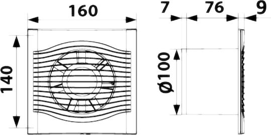Era Επιτοίχιος Εξαεριστήρας Μπάνιου 125mm
