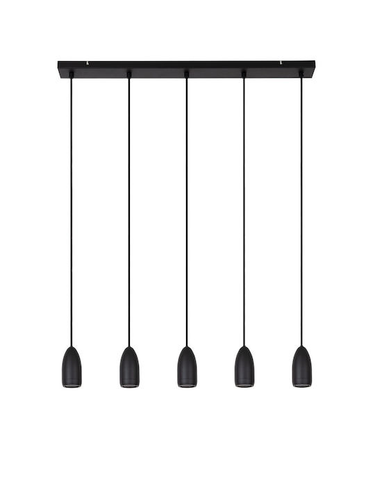 Lucide Lightning Pendant Chandelier for 5 Bulbs GU10 Black