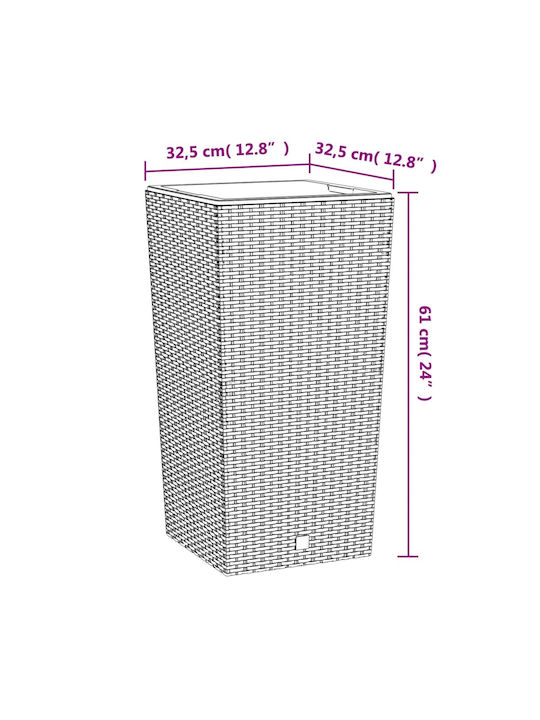 vidaXL Γλάστρα Πλαστική Καφέ 32.5x61x32.5εκ.