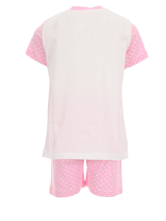 Εβίτα Kinder Schlafanzug Sommer Baumwolle White-Puáh Pink