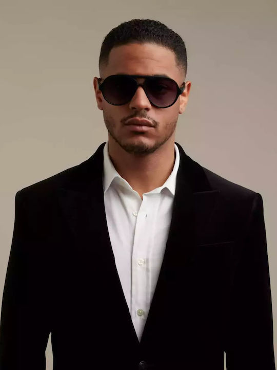Okkia Alessio Unisex Sunglasses with Black Horn-Rimmed Frame and Black Lens OK021BK