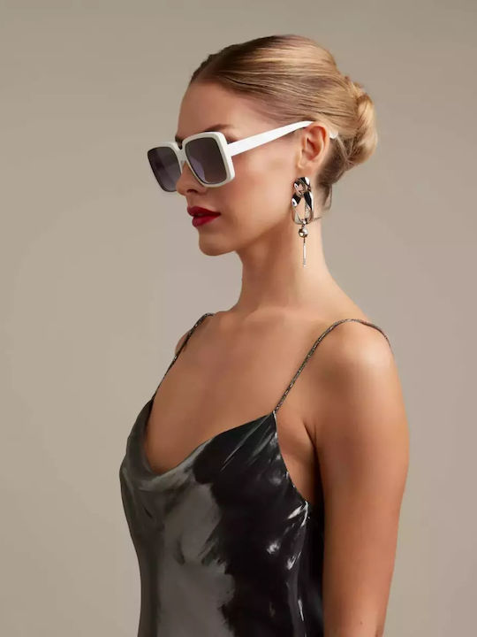 Okkia Alessia Women's Sunglasses with White Horn-Rimmed Frame