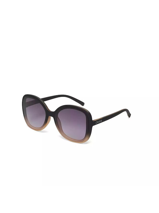 Okkia Anna Women's Sunglasses with Black Plastic Frame and Black Lens OK019BP