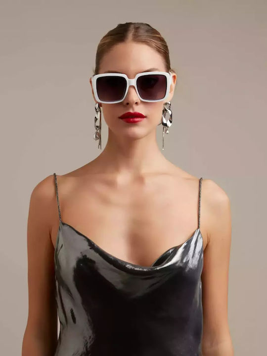 Okkia Alessia Women's Sunglasses with White Horn-Rimmed Frame
